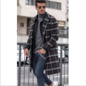 New Zara Mens Wool Checkered Plaid Coat